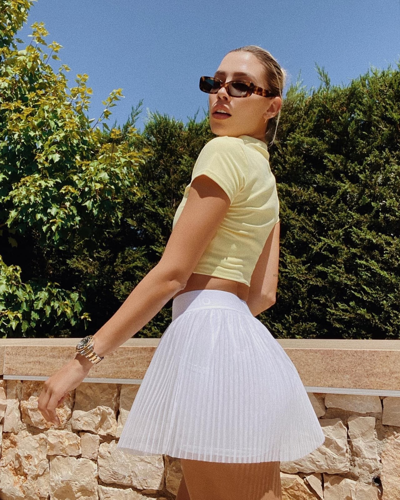 Sheer Overlay Pleated Skirt Sheer Overlay Pleated Skirt — Trendy Tennis Skirt Outfits