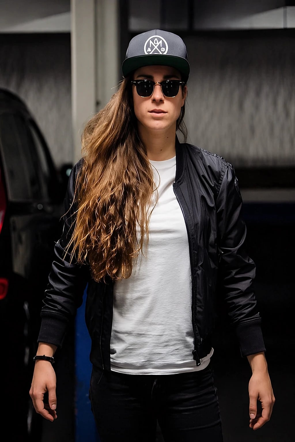 Bomber Jacket with Dark Jeans and a Baseball Cap Bomber Jacket with Dark Jeans and a Baseball Cap — Trendy Tomboy Outfits