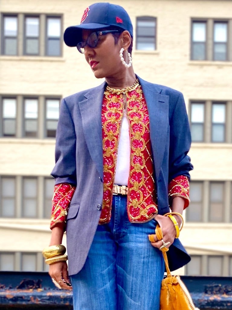 Oversized Blazer with Embellished Vest and Sneakers Oversized Blazer with Embellished Vest and Sneakers — Trendy Tomboy Outfits