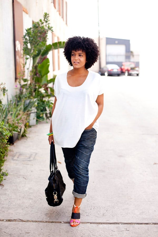 Oversized T-Shirt with Rolled Cuff Jeans and Sandals Oversized T-Shirt with Rolled Cuff Jeans and Sandals — Trendy Tomboy Outfits