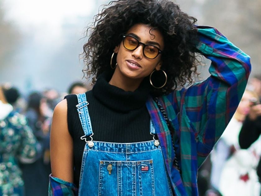 Denim Overalls Over a Turtleneck with a Plaid Shirt Denim Overalls Over a Turtleneck with a Plaid Shirt — Trendy Tomboy Outfits