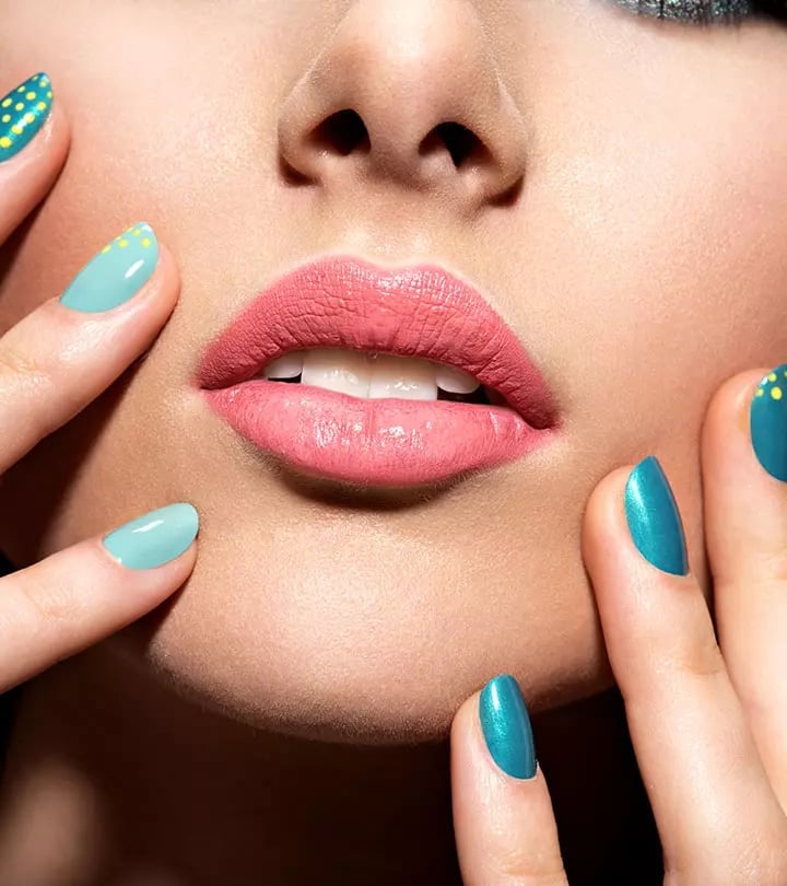 Mint Green Turquoise Yellow Dot Nails — Trendy Turquoise Nails