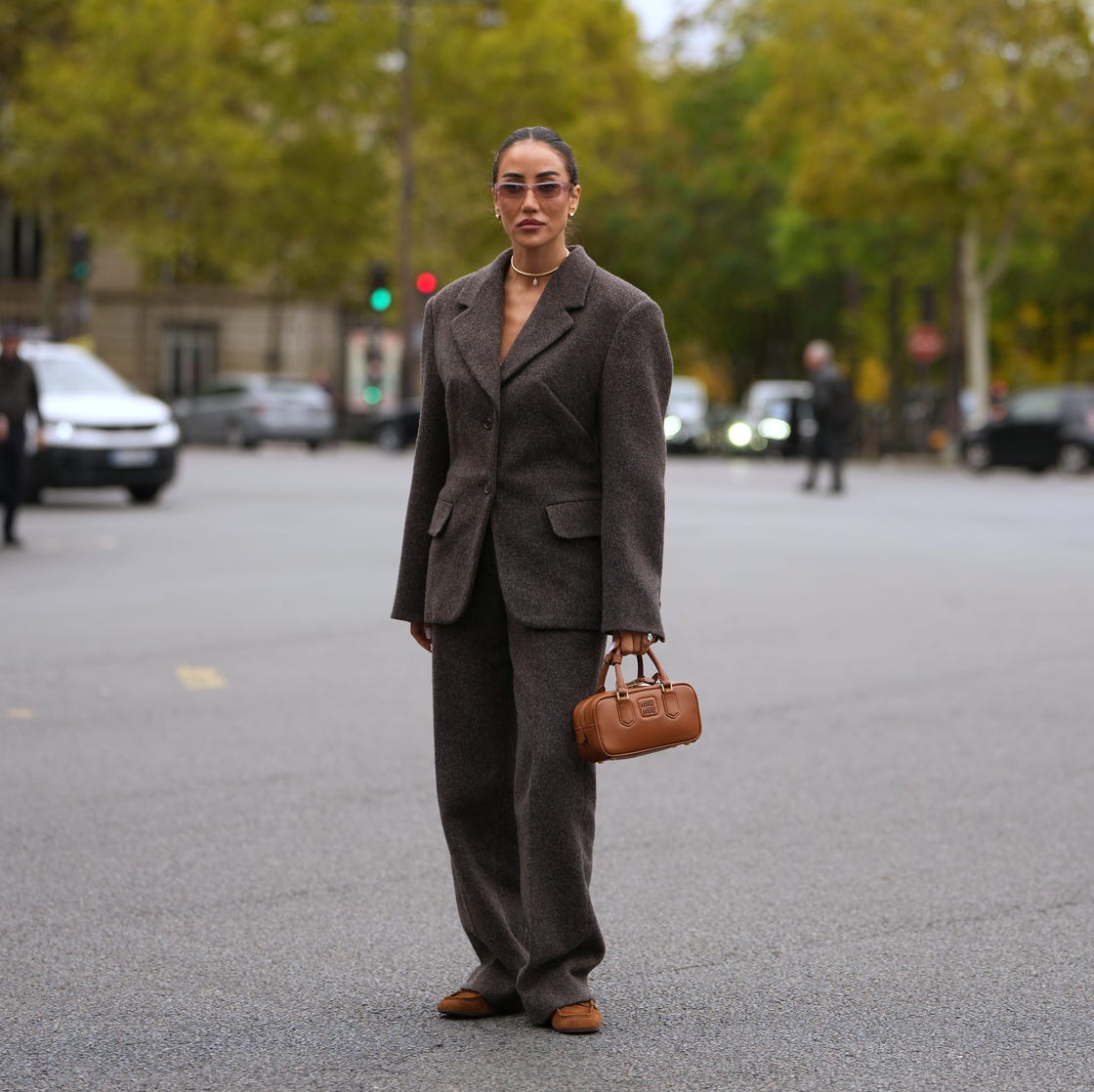 Charcoal Gray Oversized Blazer and Matching Wide-Leg Trousers — Trendy Two Piece Outfits