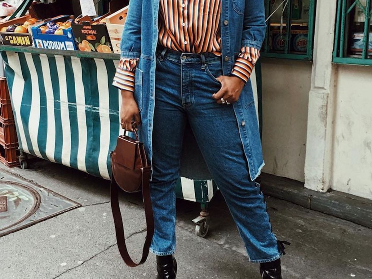 Denim Jacket Over Striped Shirt with Straight Leg Jeans Denim Jacket Over Striped Shirt with Straight Leg Jeans — Trendy Uni Outfits
