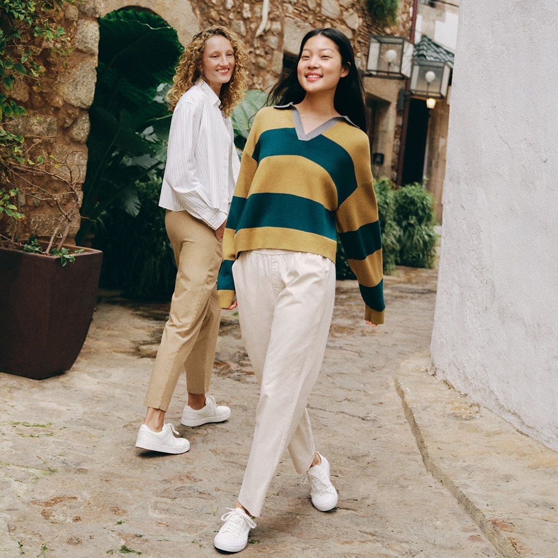 Layered Stripes with Wide Leg Trousers and Sneakers Layered Stripes with Wide Leg Trousers and Sneakers — Trendy Uni Outfits