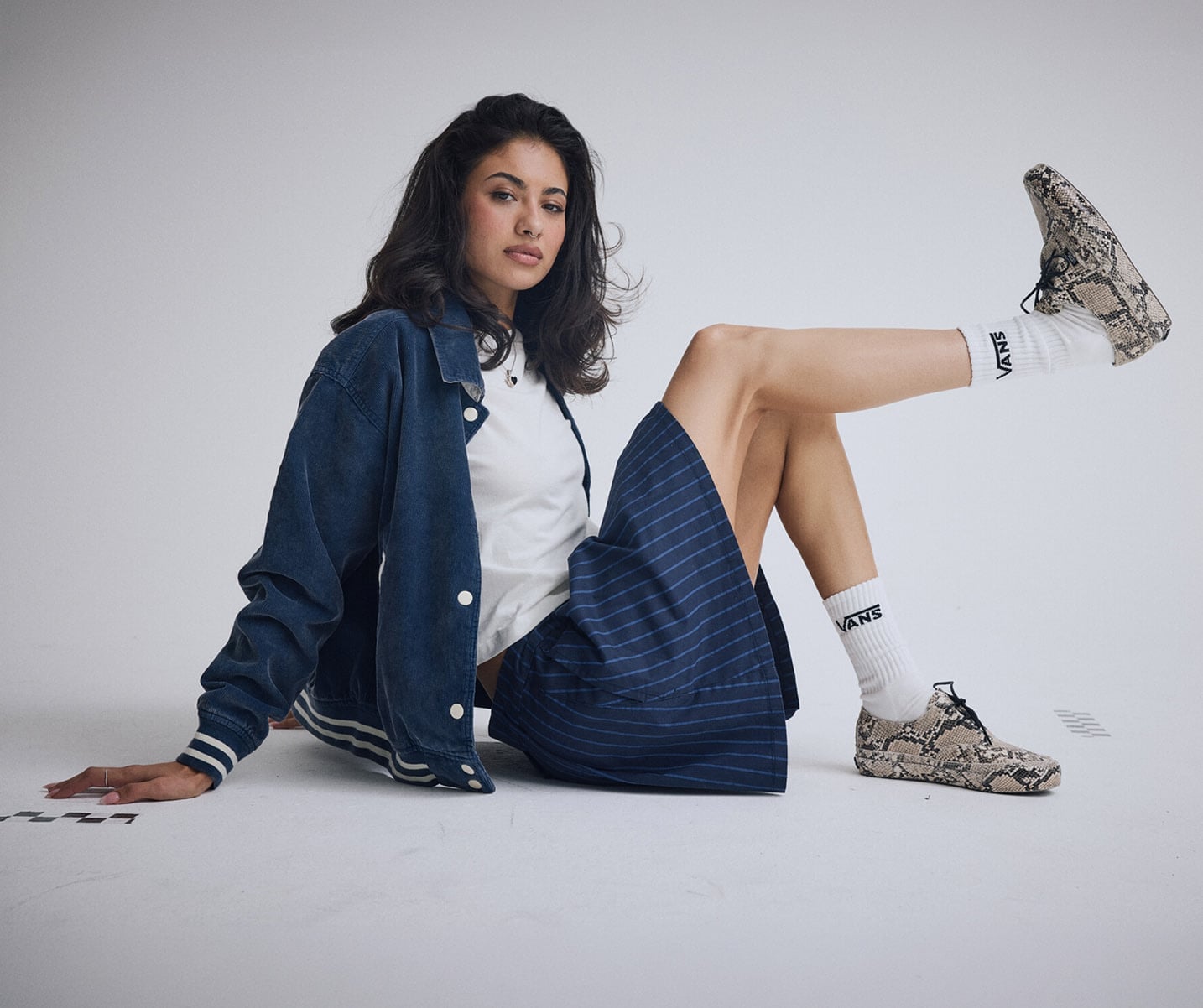 Snakeskin Print Vans with Bomber Jacket and Skirt Snakeskin Print Vans with Bomber Jacket and Skirt — Trendy Vans Outfits