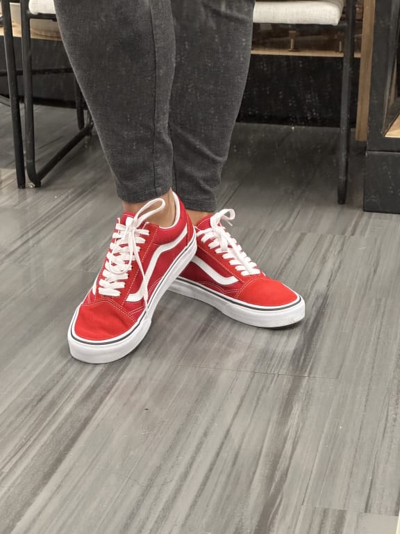 Red Vans with Fitted Gray Jeans Red Vans with Fitted Gray Jeans — Trendy Vans Outfits