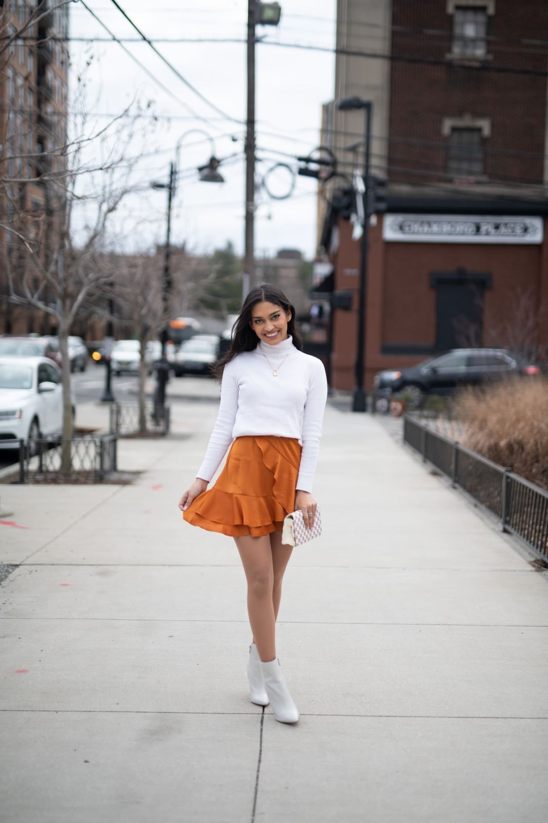 Ruffled Mini Skirt and Turtleneck Ruffled Mini Skirt and Turtleneck — Trendy Vintage Style