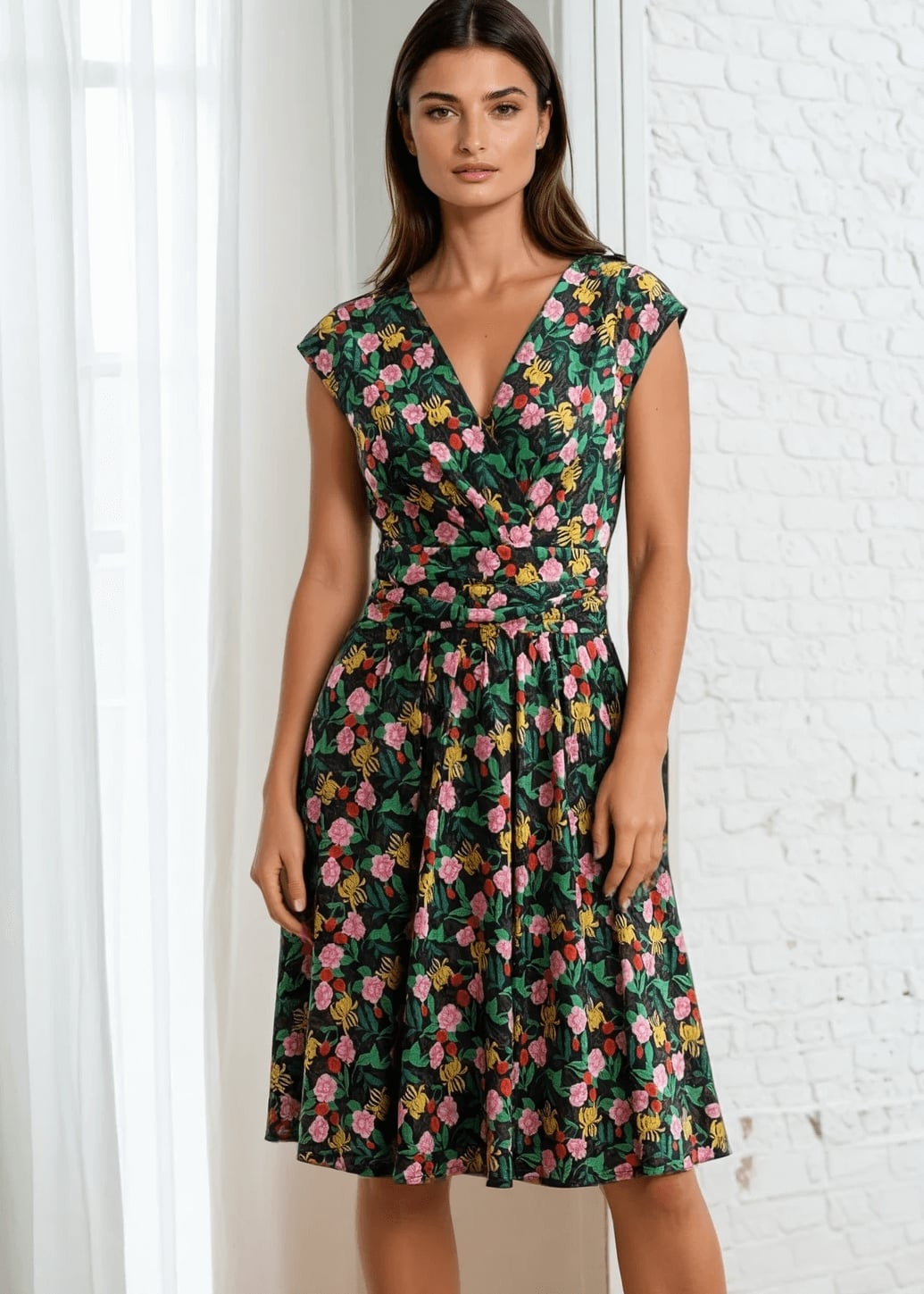 Dark Floral Wrap Dress Dark Floral Wrap Dress — Trendy Vintage Style
