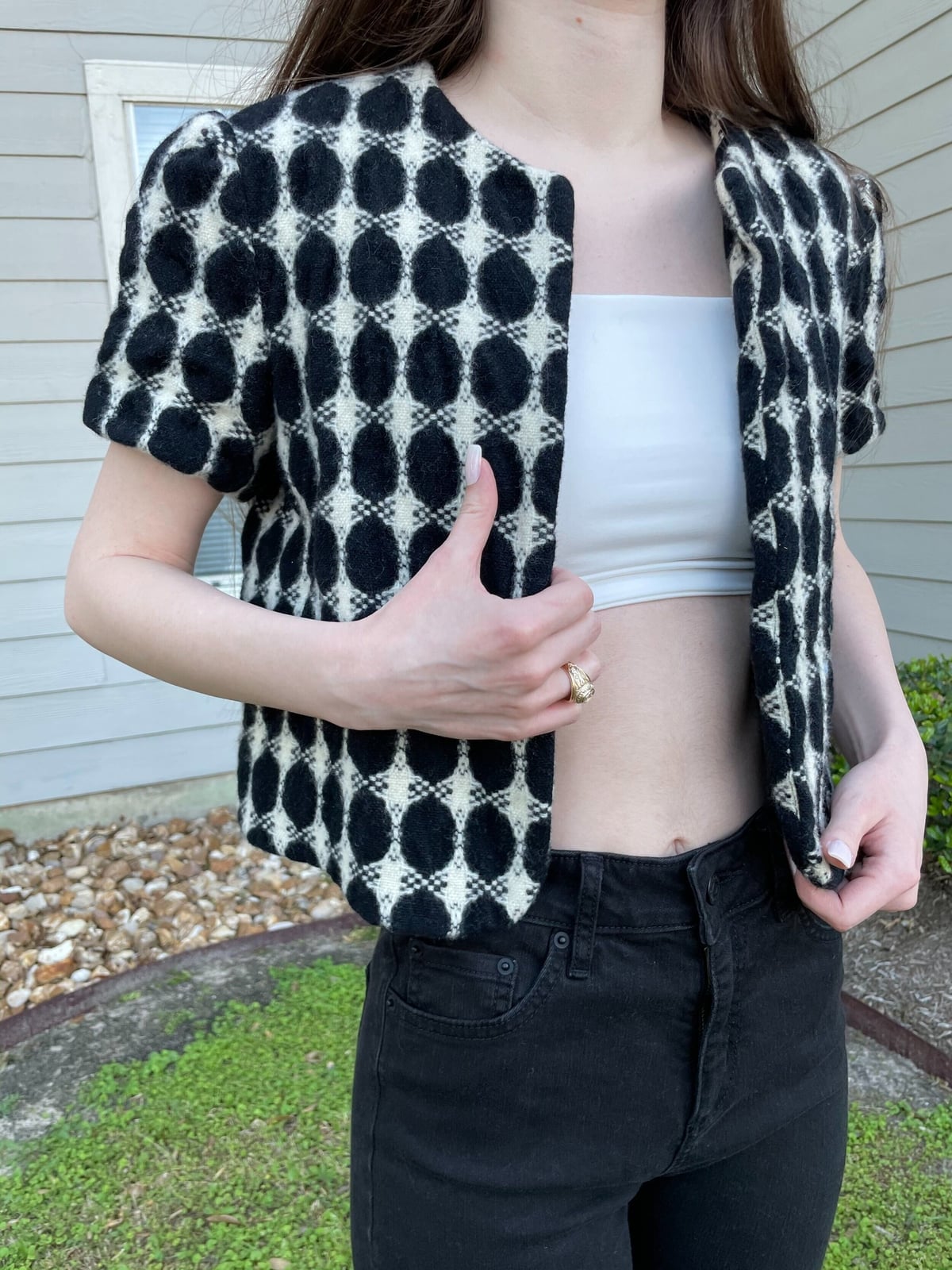 Geometric Cropped Jacket Geometric Cropped Jacket — Trendy Vintage Style
