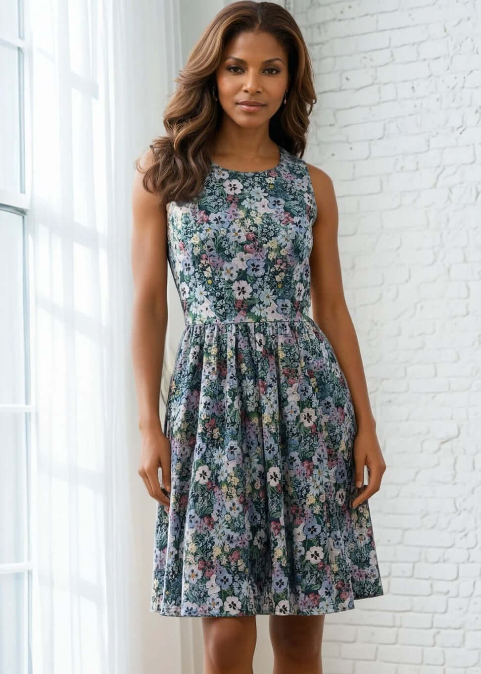 Sleeveless Floral Print A-Line Dress Sleeveless Floral Print A-Line Dress — Trendy Vintage Style