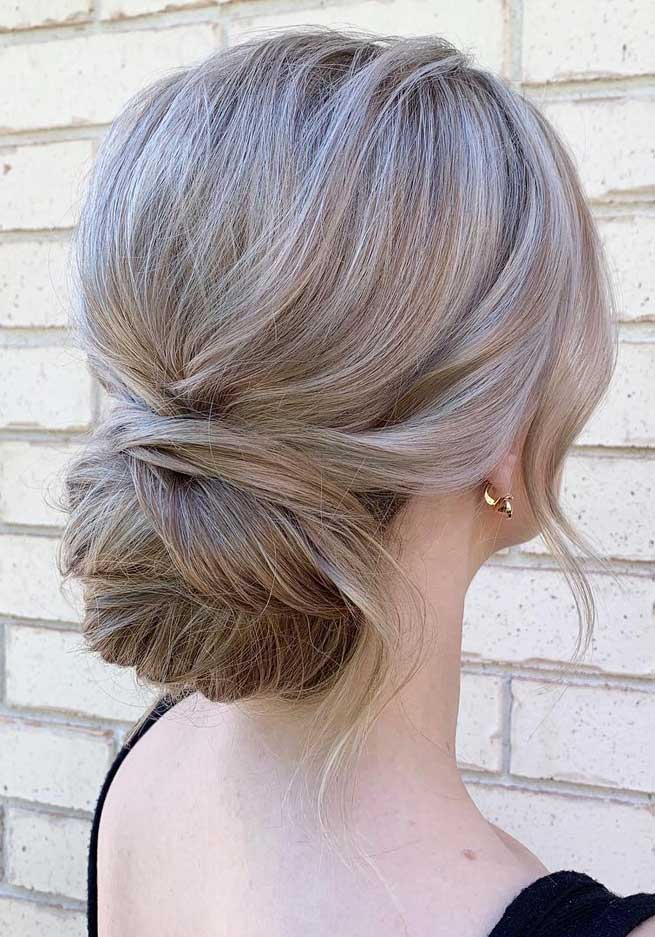 Ash Blonde Low Updo With Twists and Creating A Lived-In Feel — Trendy Wedding Guest Updos
