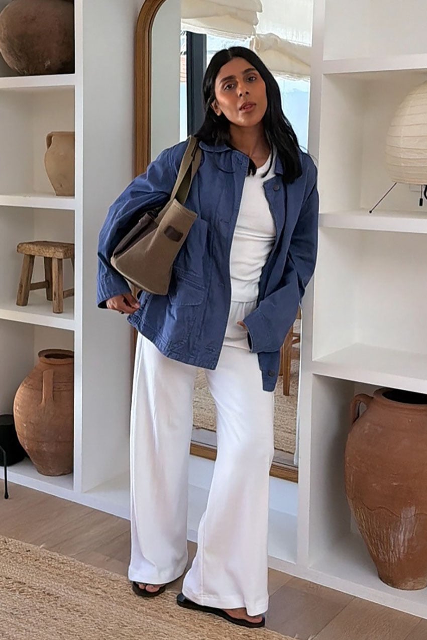 White Tee With Utility Jacket And White Pants White Tee With Utility Jacket And White Pants — Trendy White Tee Outfits