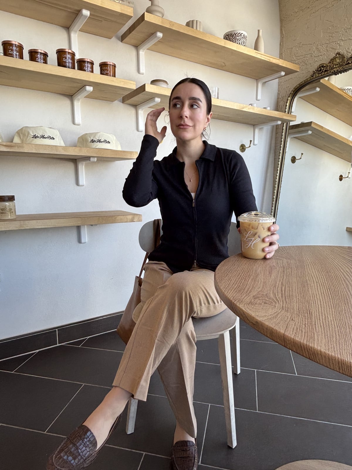 Zip-Up Cardigan with Twill Trousers Zip-Up Cardigan with Twill Trousers — Trendy Work From Home Outfits