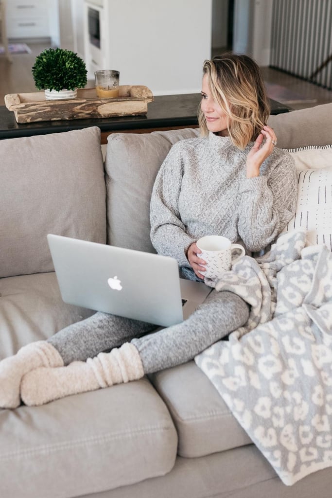 Oversized Gray Knit Sweater and Leggings Oversized Gray Knit Sweater and Leggings — Trendy Work From Home Outfits