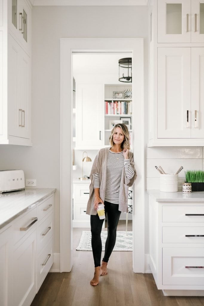 Striped T-Shirt with Open-Front Cardigan Striped T-Shirt with Open-Front Cardigan — Trendy Work From Home Outfits