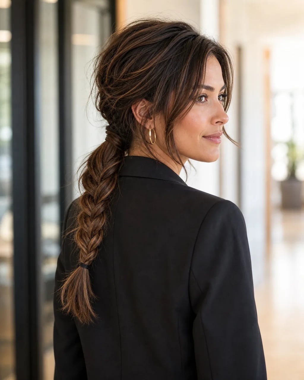 Thick Wavy Dark Brown Fishtail Braid Thick Wavy Dark Brown Fishtail Braid — Trendy Work Hair