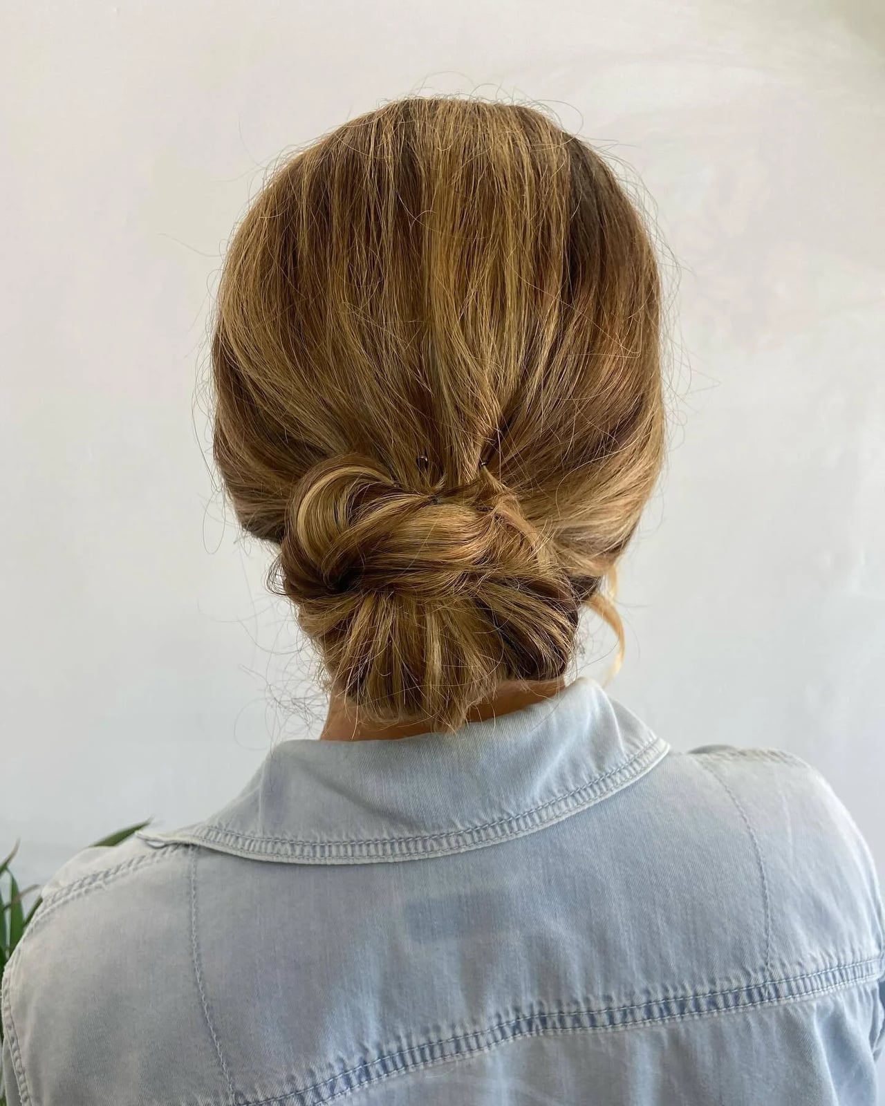 Shoulder Length Honey Blonde Low Bun Shoulder Length Honey Blonde Low Bun — Trendy Work Hair