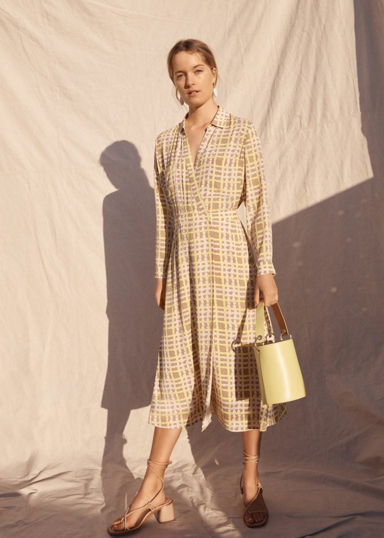 Plaid Wrap Dress with Block Heels Plaid Wrap Dress with Block Heels — Trendy Work Outfits Women Office