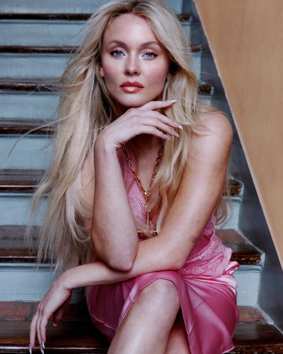 Pink Lace Halter Top and Satin Slip Skirt Pink Lace Halter Top and Satin Slip Skirt — Trendy Zara Larsson Outfits