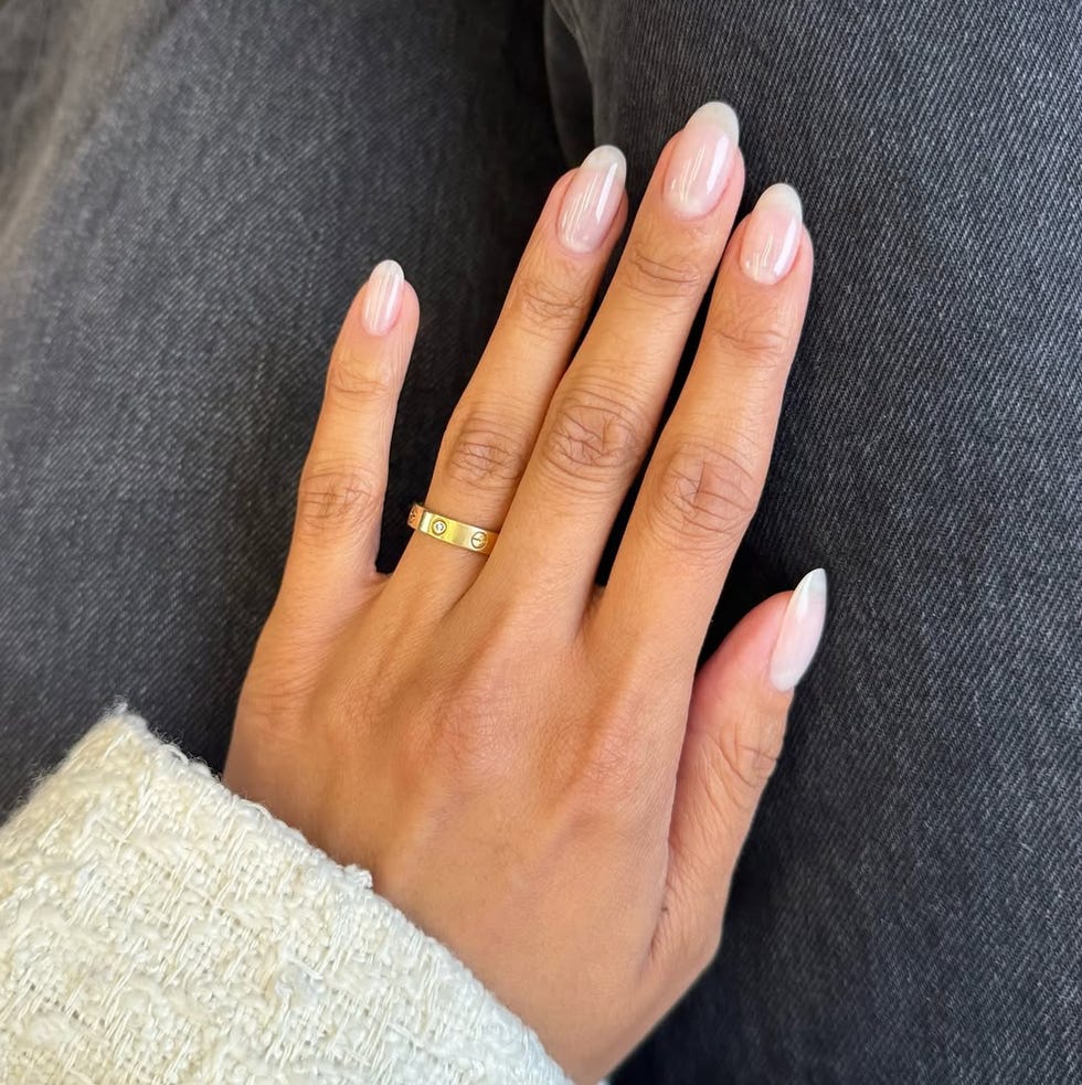 Sheer Milky Pink Minimalist French Oval Nails — Unique Engagement Nails