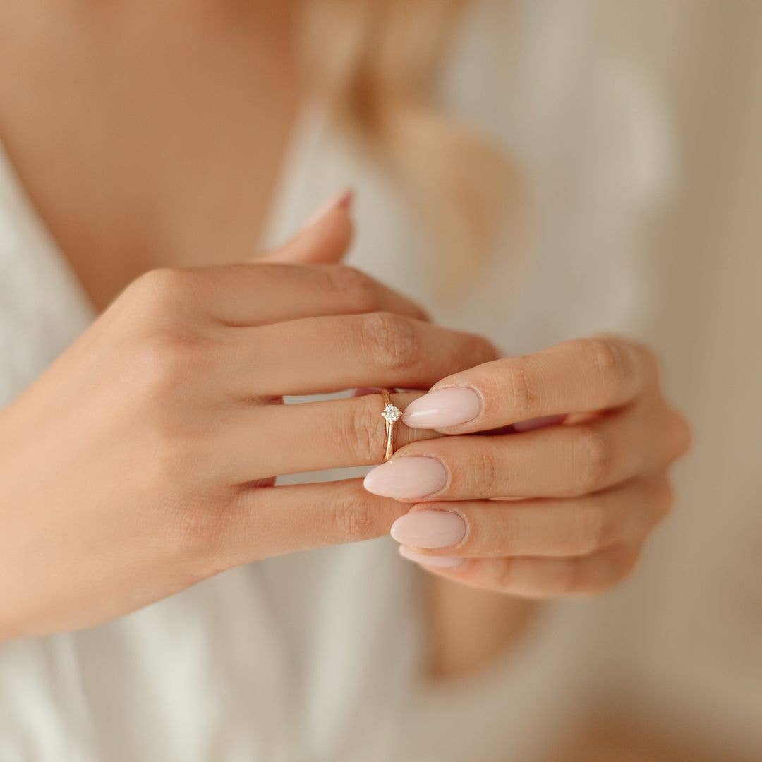 Soft Milky Pink Nude Medium Almond Nails — Unique Engagement Nails