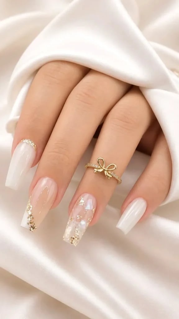 Sheer Nude Glossy Medium Almond Nails — Unique Engagement Nails