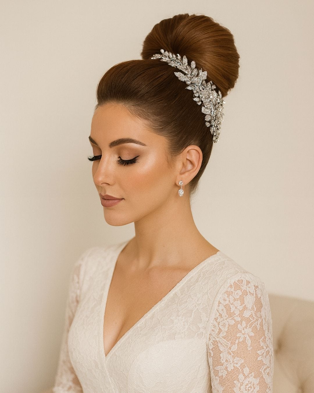 High Voluminous Medium Brown Bun High Voluminous Medium Brown Bun — Wedding Bun Ideas