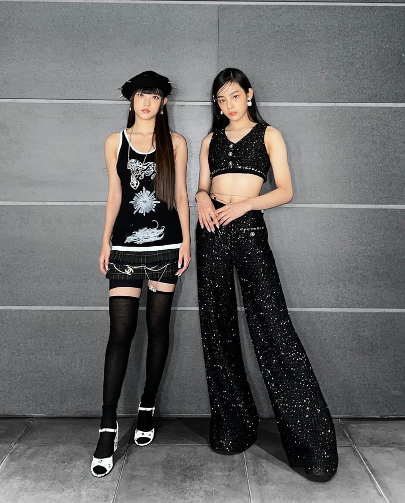 Graphic Tank Top, Plaid Skirt, and Thigh-High Stockings — Y2K Party Outfit Inspiration