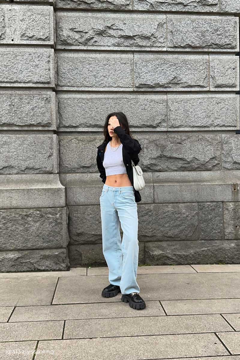 Bandeau Top with Ripped Denim Shorts and Crochet Cardigan — Y2K Party Outfit Inspiration